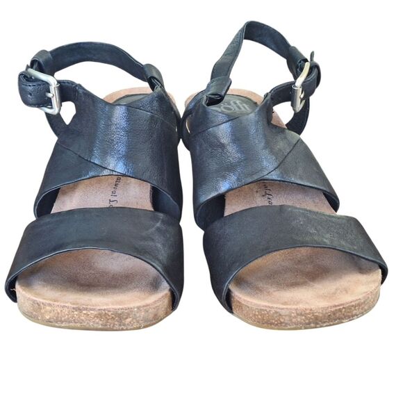 Sofft Melina Sandals Black Leather Stacked Block Heel Buckle Ankle Strap size 8 - Picture 4 of 16